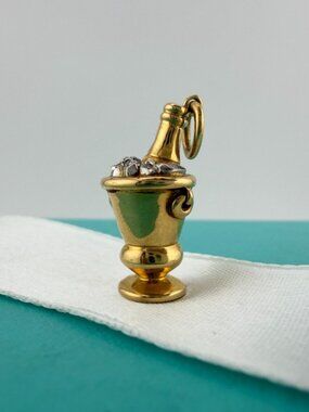 Tiffany & Co. 18k Champagne Bucket Charm Diamond Platinum 9.3g RARE